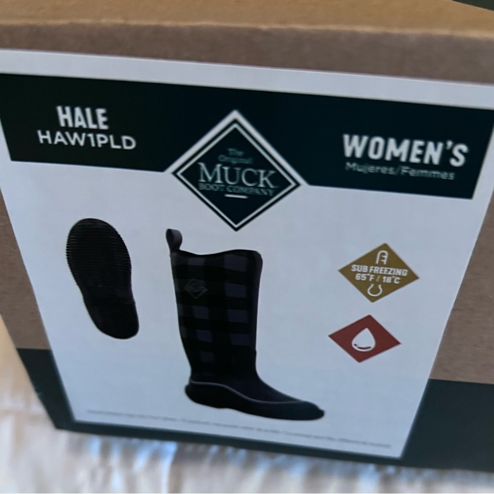 Muck Women's Hale Tall Boot - Blue & Black Plaid New in Box - Picture 6 of 8